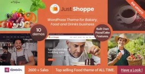 Justshoppe Elementor Cake Bakery WordPress Theme