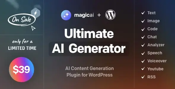 MagicAI for WordPress AI Text, Image, Chat, Code, and Voice Generator