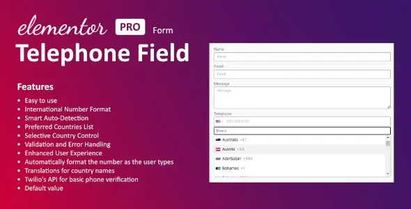 Telephone Field for Elementor form 1.3.0