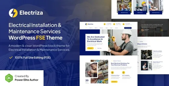 Electriza - Electrical Installation & Maintenance Services FSE WordPress Theme