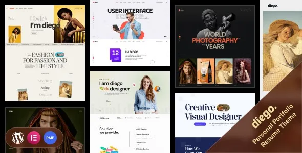 Diego - Creative Personal Portfolio & Resume WordPress Theme + RTL