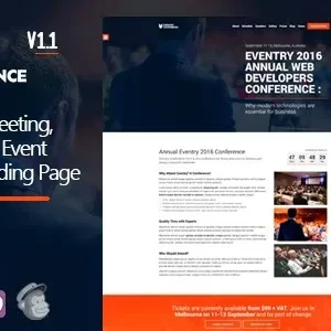 Eventry - Conference Meetup Landing Page WordPress Theme