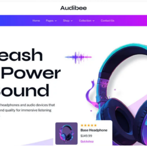 Audibee - Headphone Audio Store Shop WooCommerce Elementor Template Kit