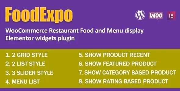 FoodExpo – WooCommerce Restaurant Food Menu display Elementor widgets plugin