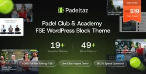 Padeltaz – Padel Club and Sports Academy FSE WordPress Block Theme