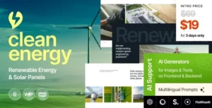 Clean Energy – Renewable Energy & Solar Panels WordPress Theme