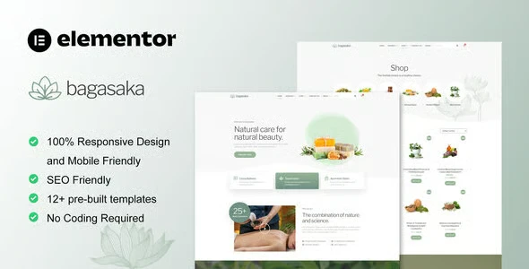 Bagasaka - Ayurveda Treatment & WooCommerce Store Elementor Pro Template Kit