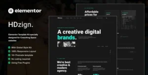 HDzign - Dark Digital Agency Elementor Template Kit
