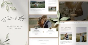 Robbie & Magie – Wedding Event Invitation Elementor Pro Template Kit