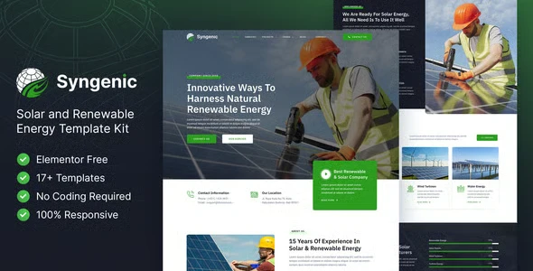 Syngenic - Solar & Renewable Energy Elementor Template Kit