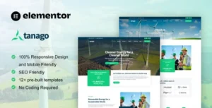 Tanago - Green Renewable Energy Elementor Pro Template Kit