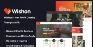 Wishon - Non Profit Charity Elementor Template Kit