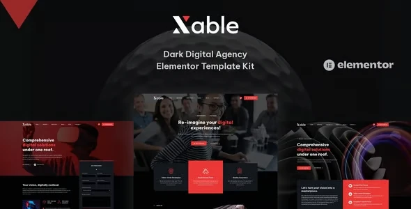 Xable - Dark Digital Agency Elementor Pro Template Kit